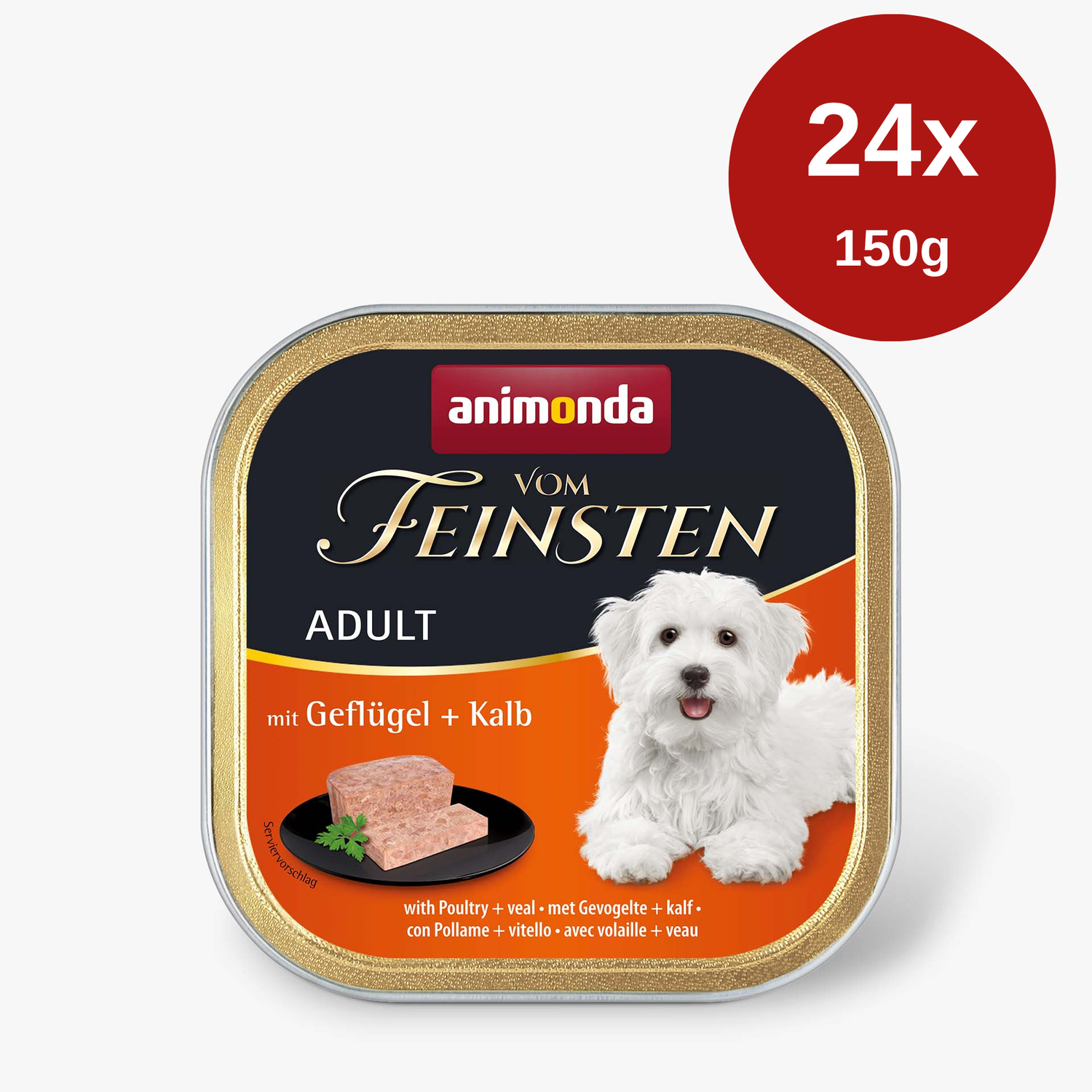 Hrana umeda pentru caini Vom Feinsten Classic Pasare + Vitel 24 x 150 gr