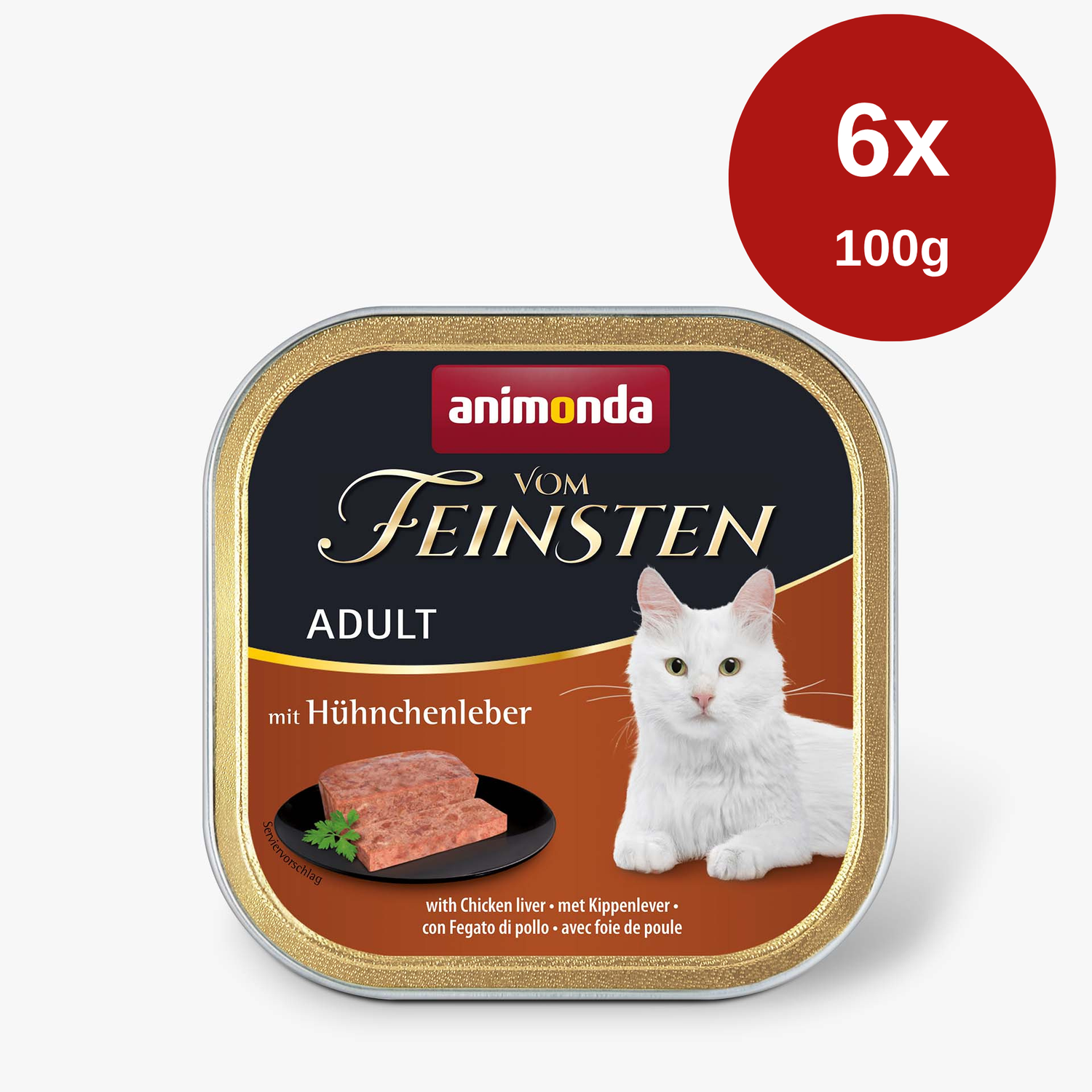 Hrana umeda pentru pisici Vom Feinsten Cat Ficat cu Pui 6 x 100g