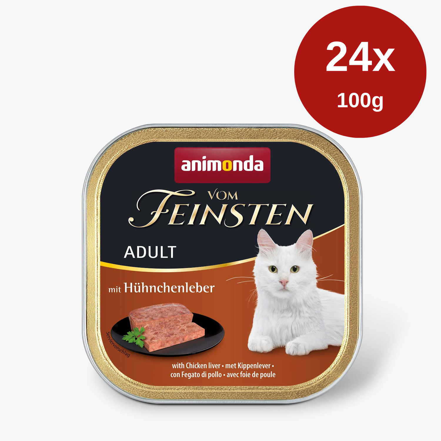 Hrana umeda pentru pisici Vom Feinsten Cat Ficat cu Pui 24 x 100g