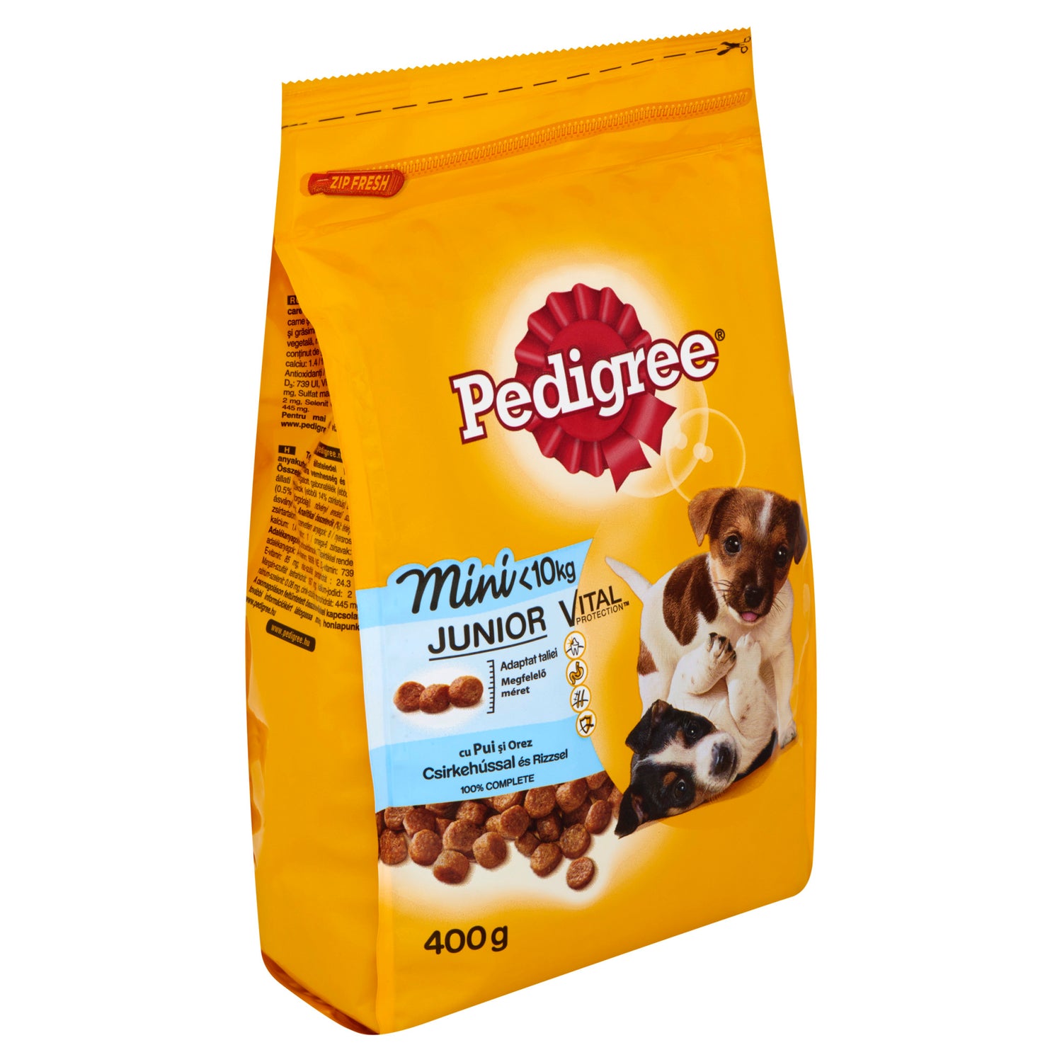 Hrana uscata pentru caini Pedigree Vital Protection Junior cu pui si orez pentru - talie mica 400 g