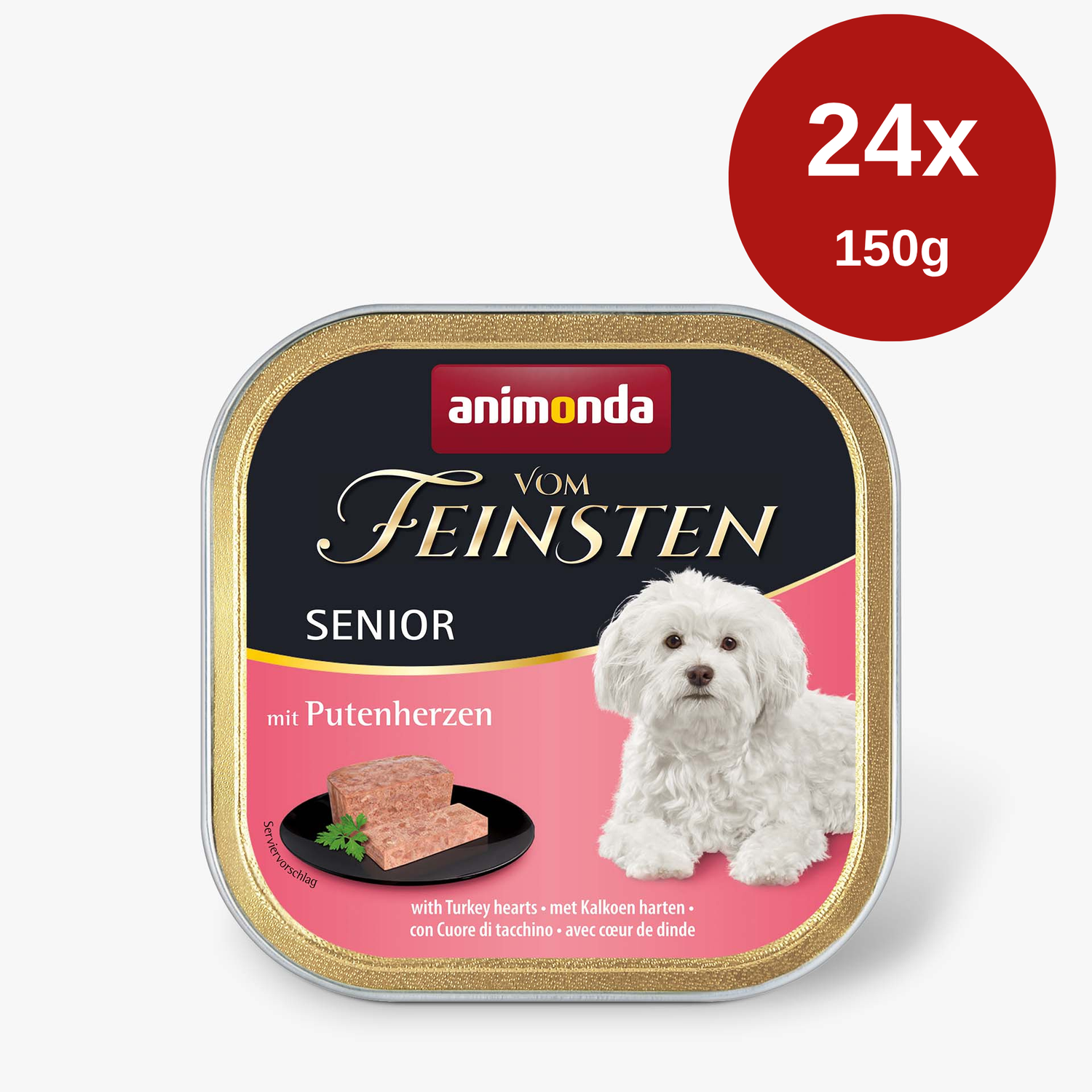 Hrana umeda pentru caini Vom Feinsten Senior, Inima Curcan, 24 x 150gr