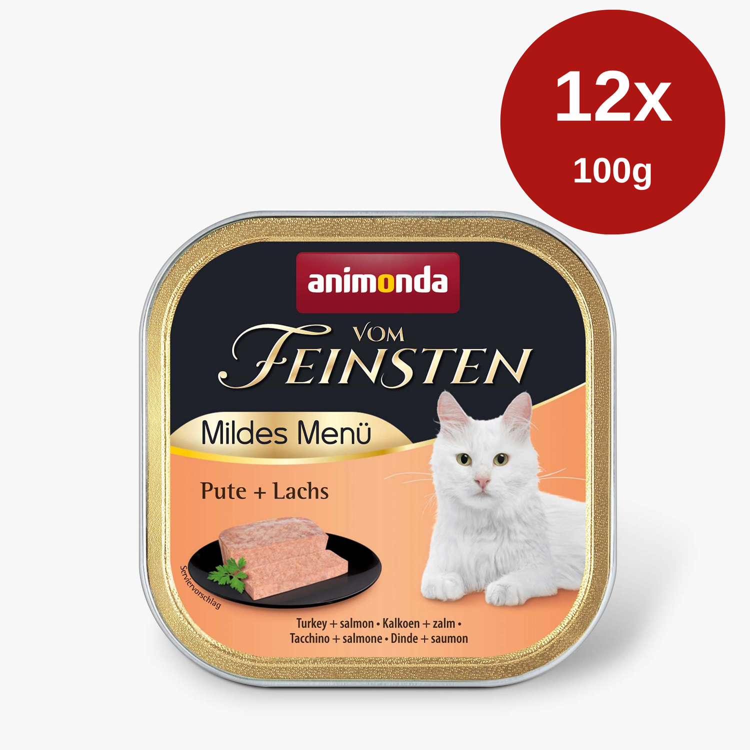 Mancare umeda pentru pisici Vom Feinsten Mildes Menu Curcan + Somon 12 x 100g