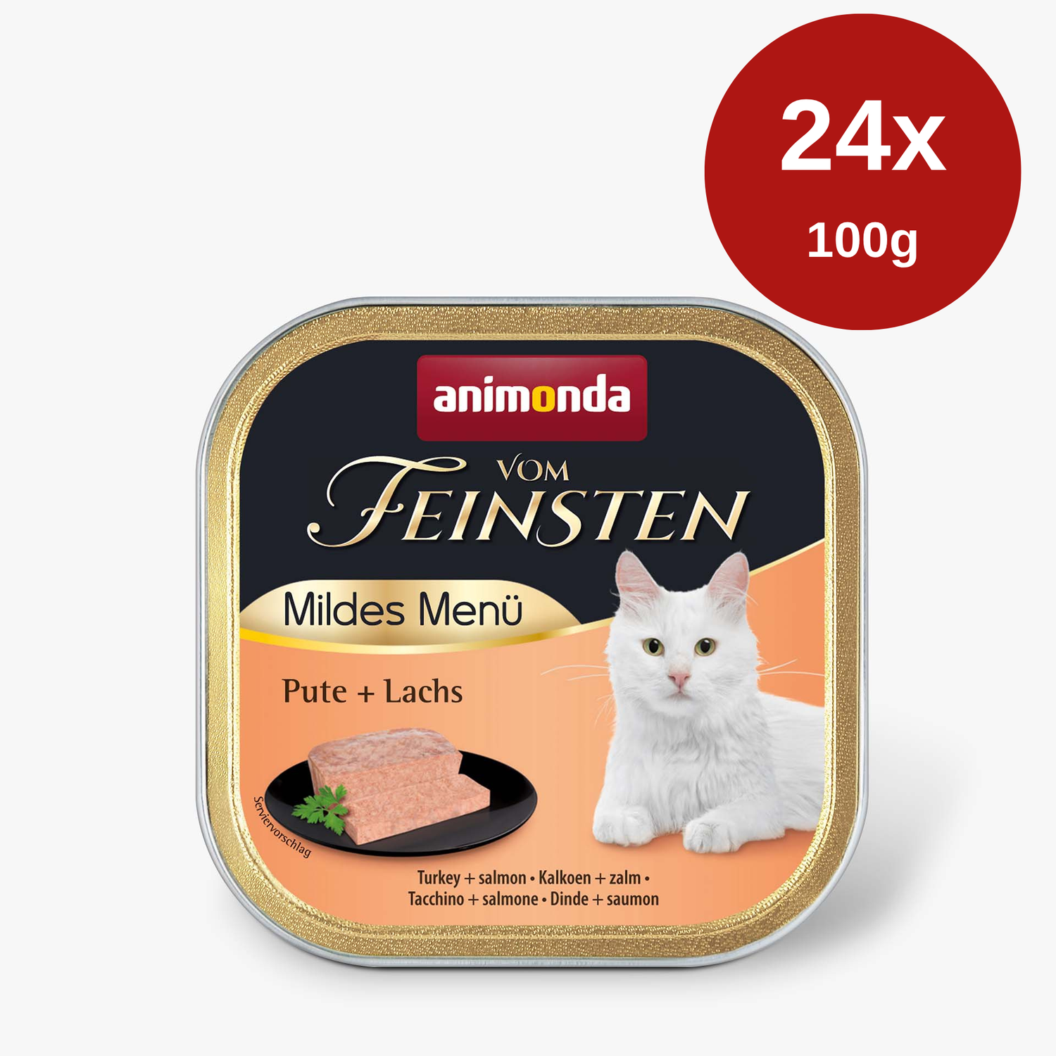 Mancare umeda pentru pisici Vom Feinsten Mildes Menu Curcan + Somon 24 x 100g