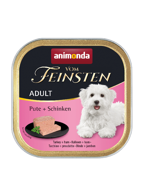 Hrana umeda pentru caini Vom Feinsten Curcan + Jambon 150 gr