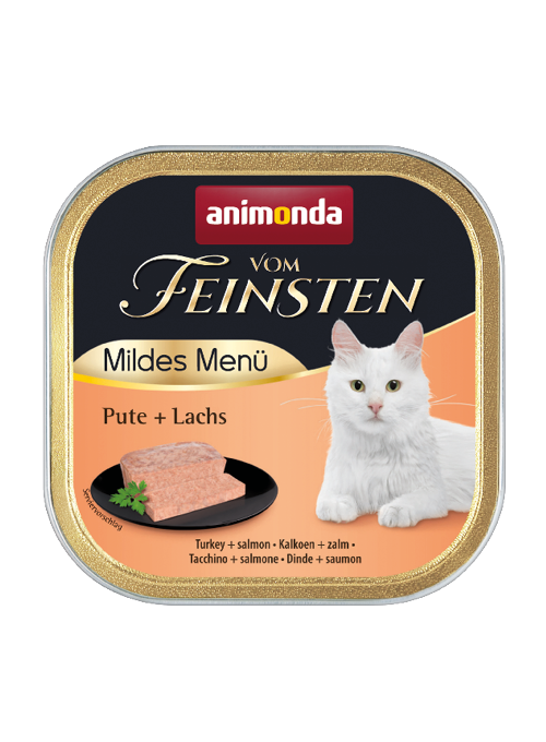 Mancare umeda pentru pisici Vom Feinsten Mildes Menu Curcan + Somon 100g