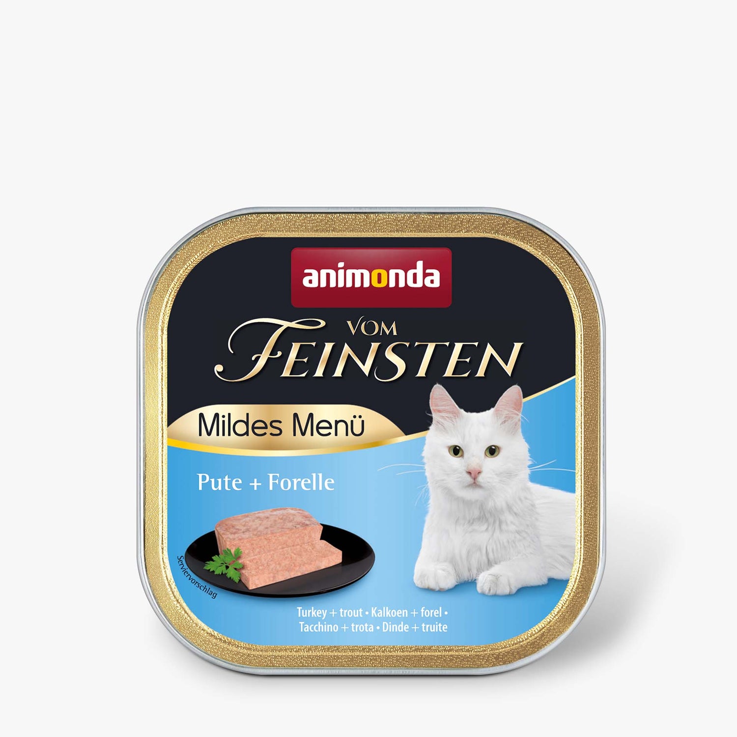 Mancare umeda pentru pisici Vom Feinsten Mildes Menu Curcan + Pastrav 100g