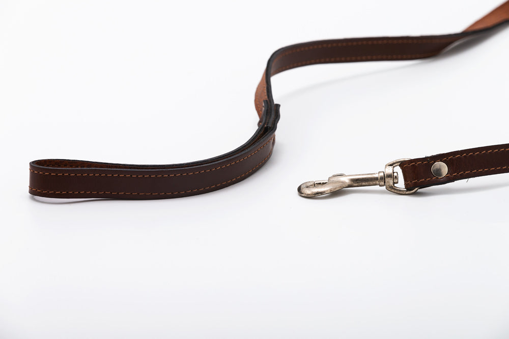 Lesa pentru caini, din piele, neagra - 15 cm/120 cm