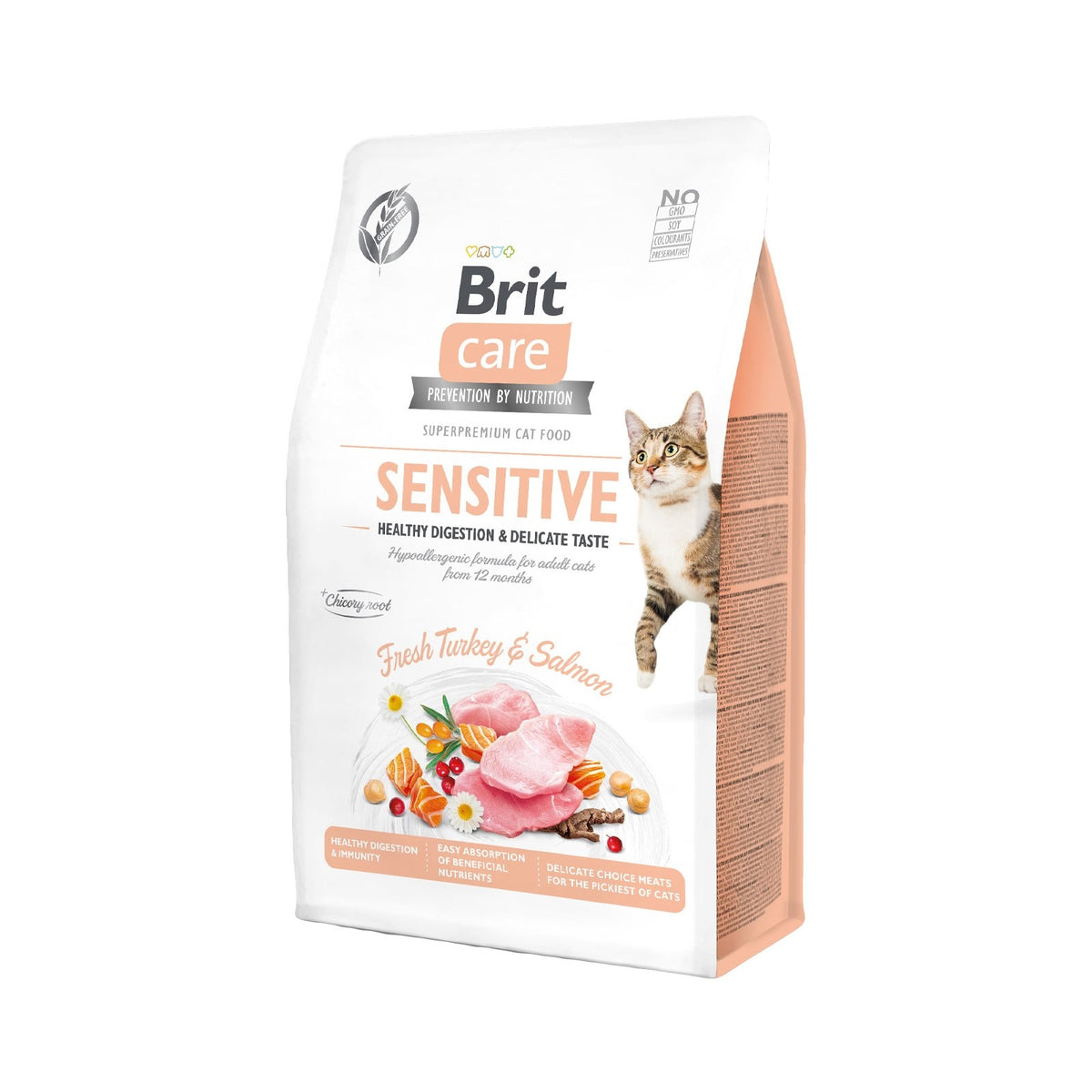 Mancare uscata pentru pisici Brit Care Cat GF Sensitive Healthy Digestion & Delicate Taste 2 kg