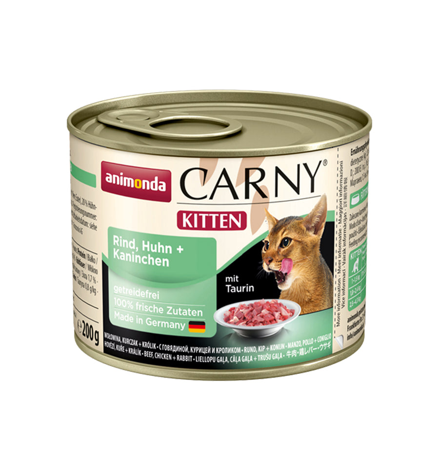 Mancare umeda pentru pisici Carny Cat Junior, Vita + Pui + Iepure, 200g