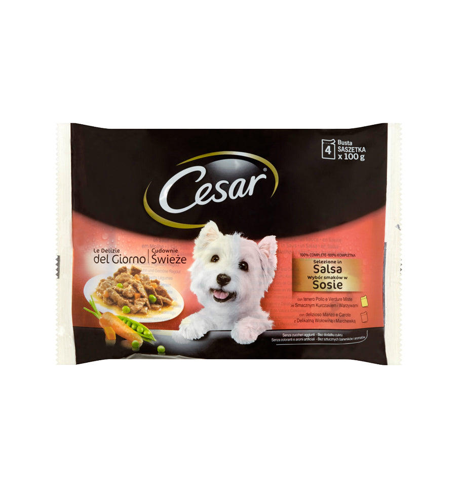 Hrana umeda pentru caini Cesar - selectii de carne in sos 3 x 400 g
