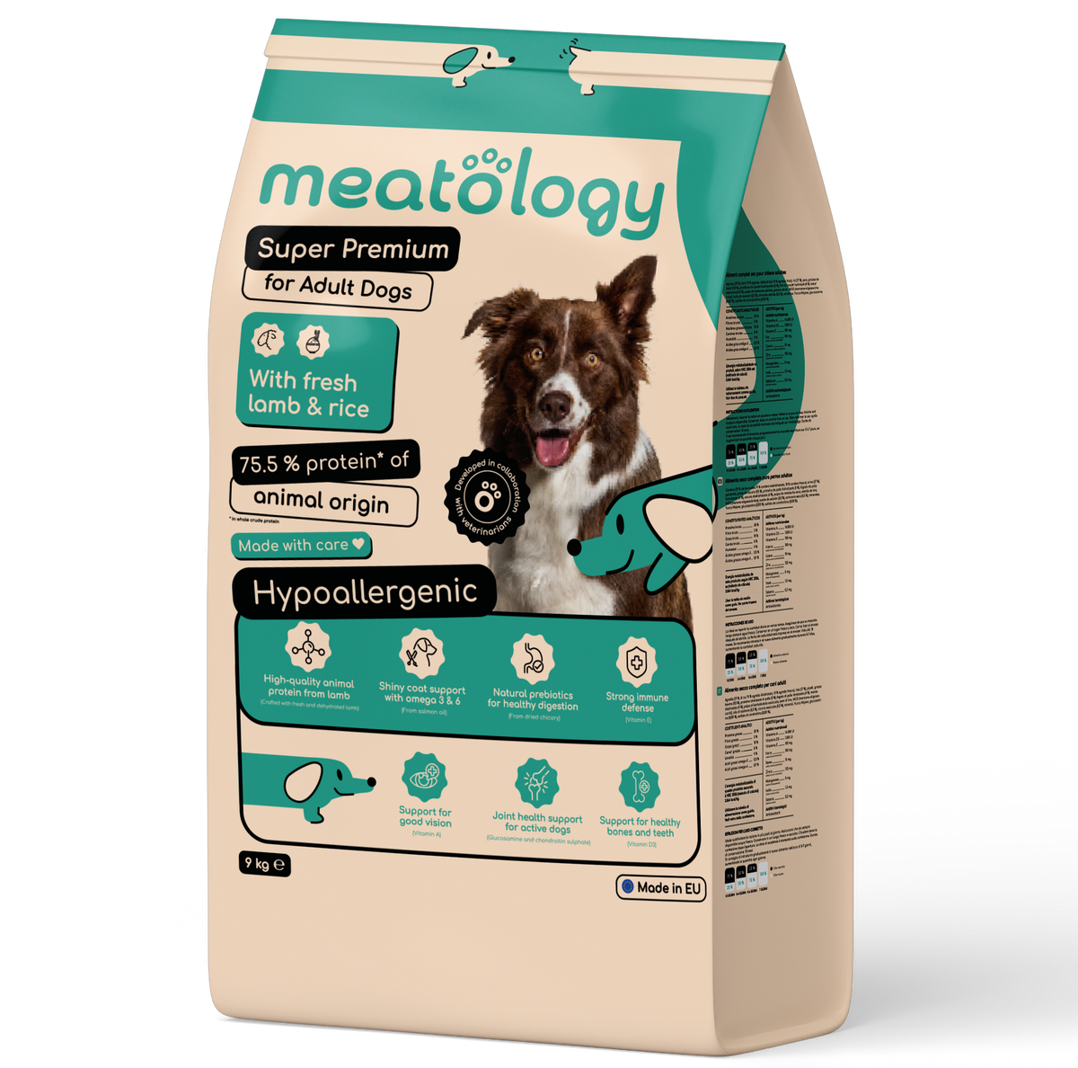 Hrana uscata Meatology pentru Caini Adulti Super Premium Hipoalergenica cu Carne Proaspata - Miel si Orez 9 Kg