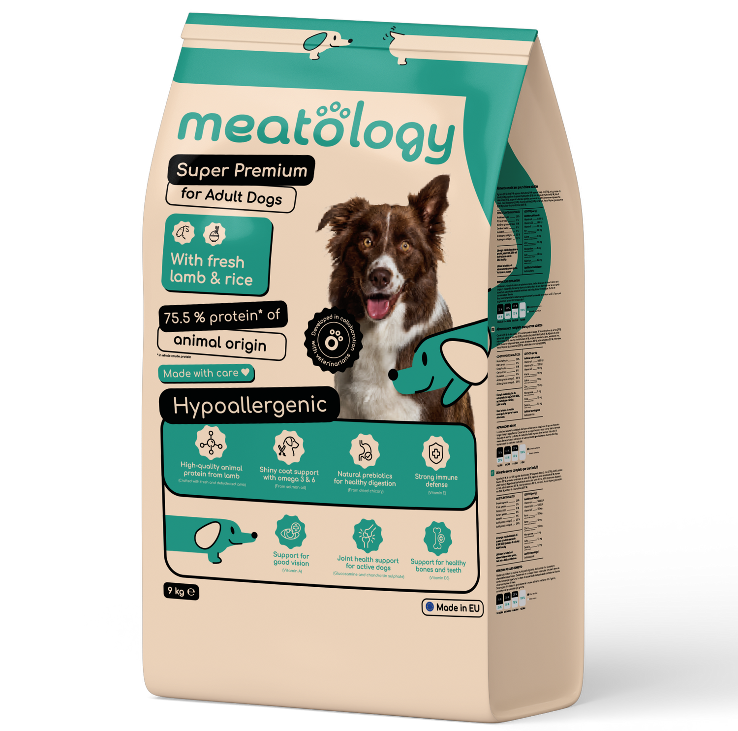 Hrana uscata Meatology pentru Caini Adulti Super Premium Hipoalergenica cu Carne Proaspata - Miel si Orez 9 Kg