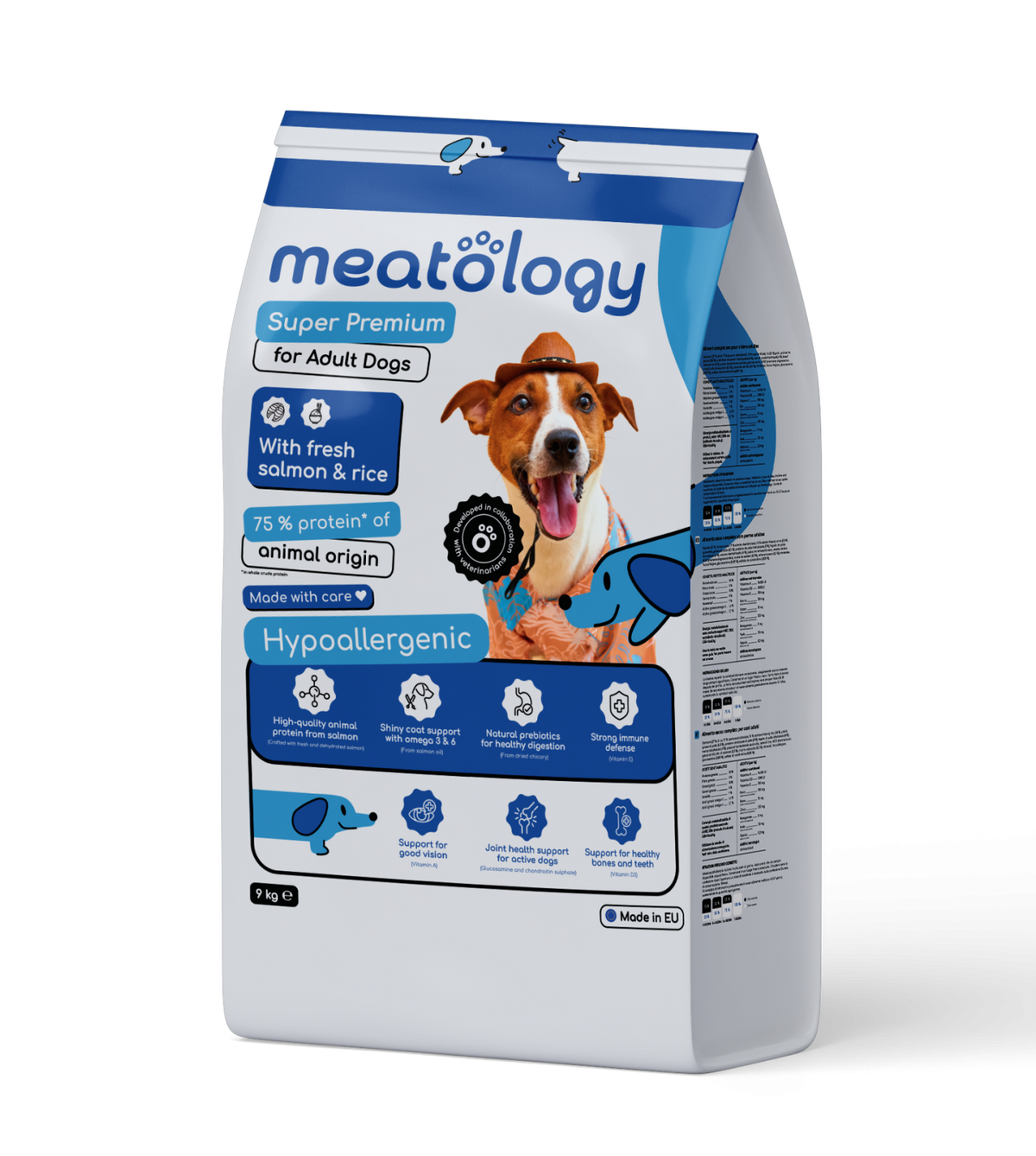 Hrana uscata Meatology pentru Caini Adulti Super Premium Hipoalergenica cu Carne Proaspata - Somon si Orez 9 Kg