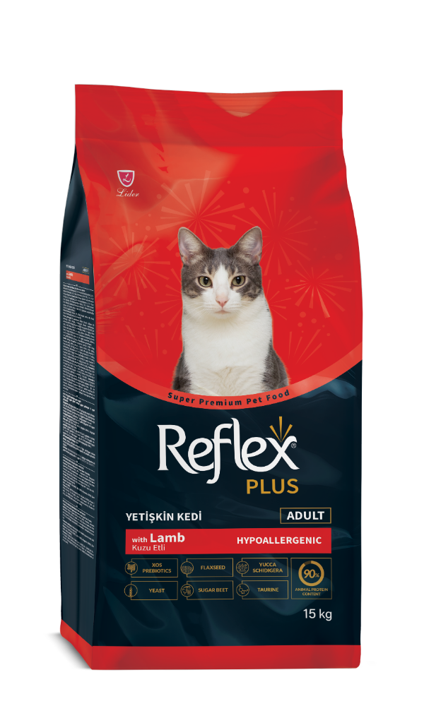 Mancare uscata pentru pisici, Reflex Plus Adult Cat Miel si Orez 15 kg