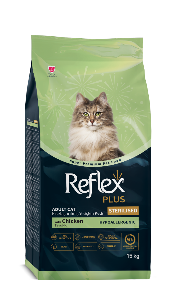 Mancare uscata pentru pisici, Reflex Plus Adult Cat Sterile cu Pui 15 kg