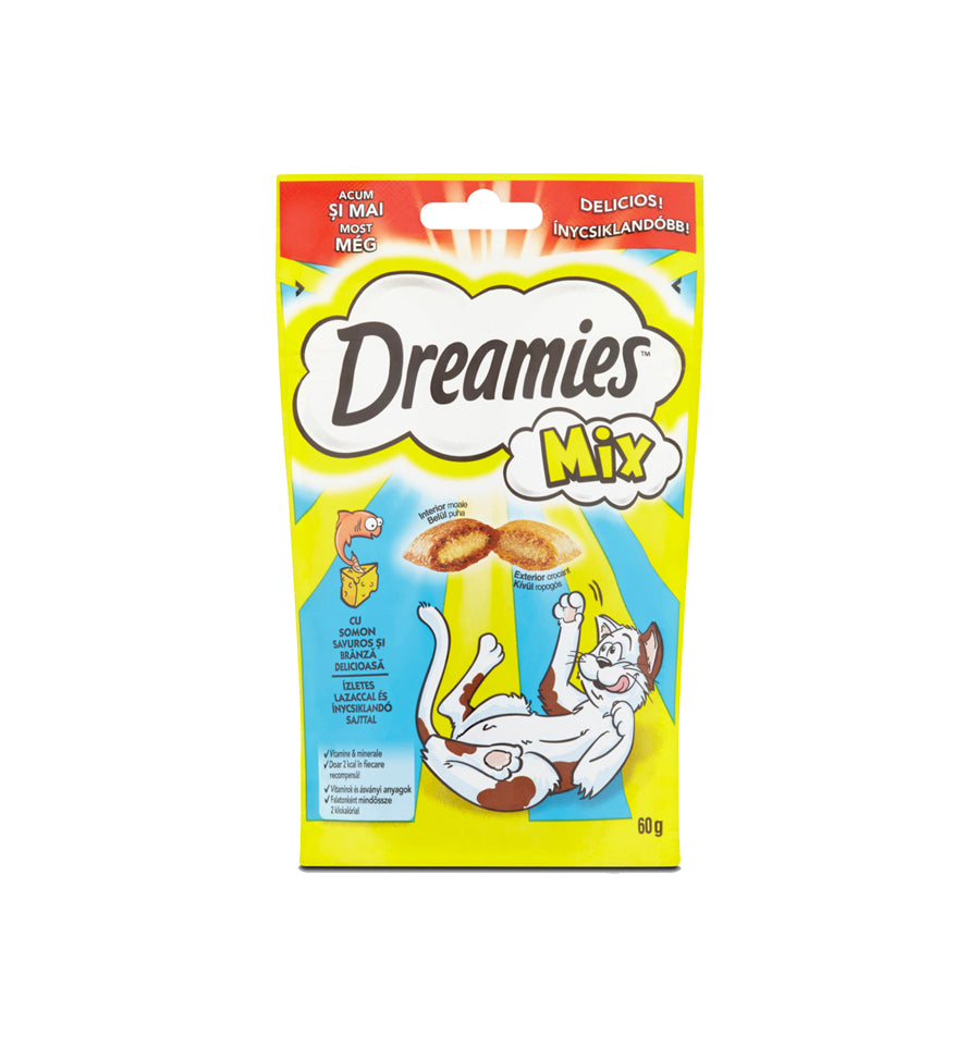 Dreamies recompense pentru pisici, mix cu somon si branza 60 g