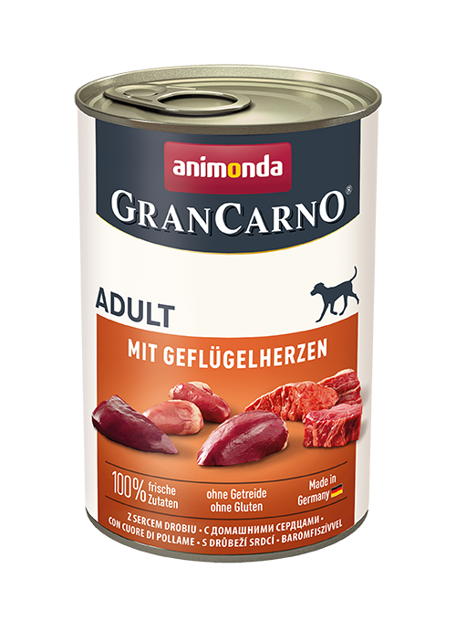Hrana umeda pentru caini GranCarno Adult Dog Inima + Curcan 400 gr