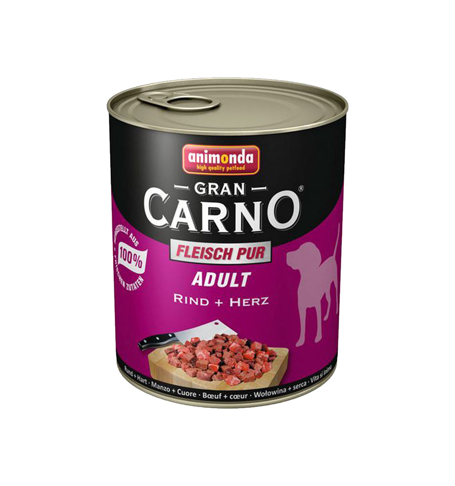 Hrana umeda pentru caini Grancarno Adult Dog Vita Inima 800 gr