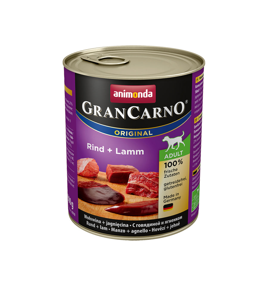 Hrana umeda pentru caini Grancarno Adult Dog Vita + Miel 800 gr