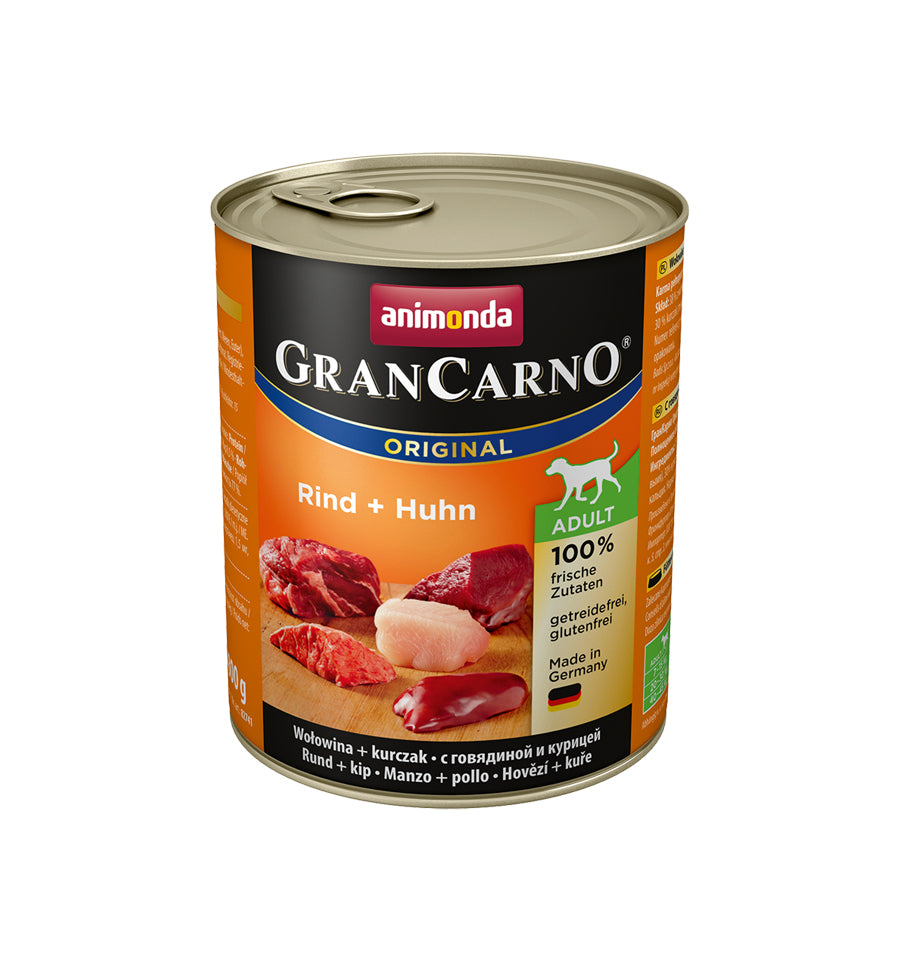 Hrana umeda pentru caini Grancarno Adult Dog Vita + Pui 800 gr