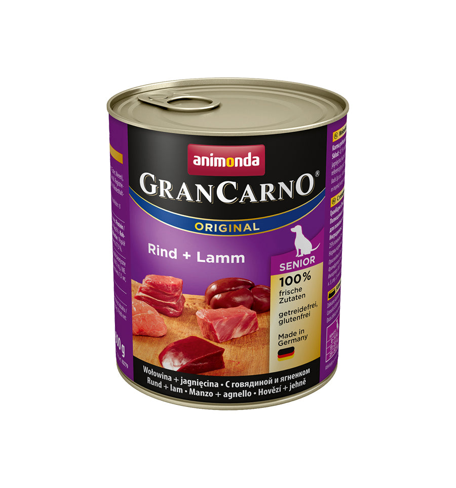 Hrana umeda pentru caini Grancarno Senior Manzat + Miel 800gr