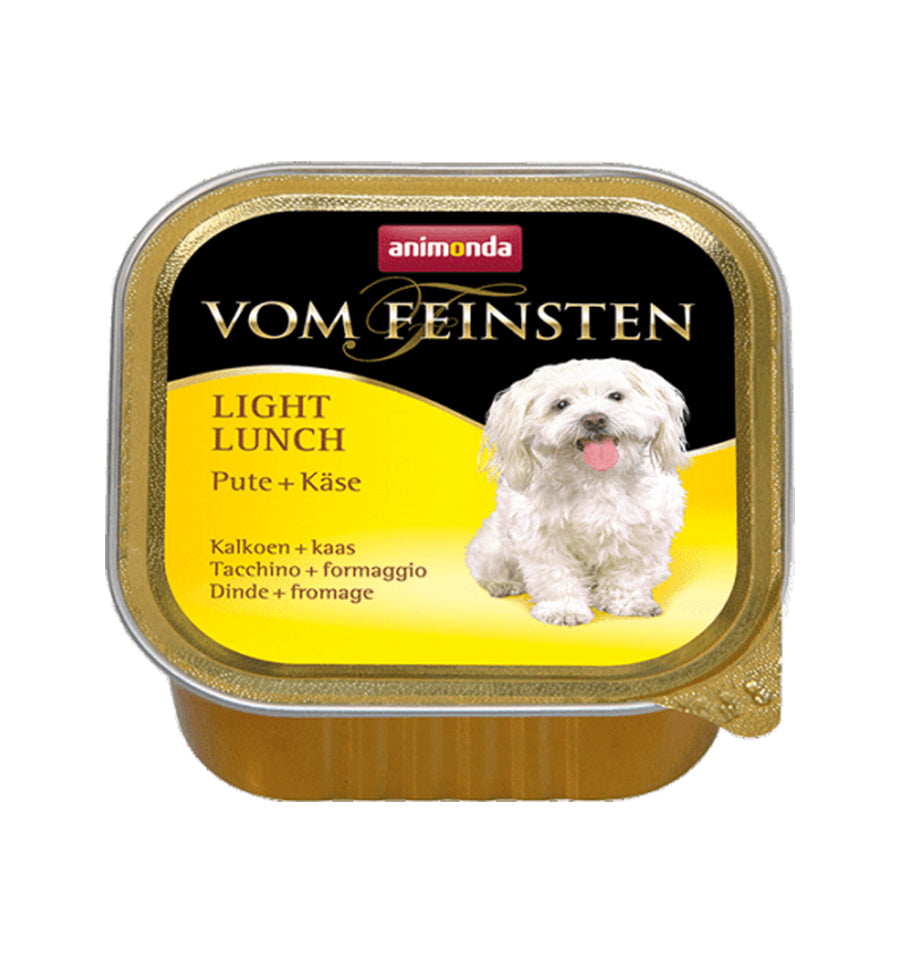 Hrana umeda pentru caini Vom Feinsten Light Lunch Curcan + Branza 150 gr