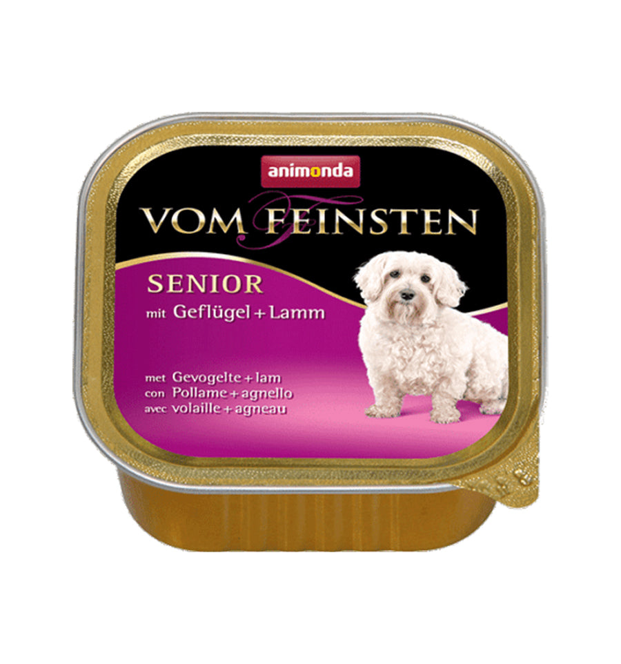 Hrana umeda pentru caini Vom Feinsten Senior Pasare + Miel 150 gr