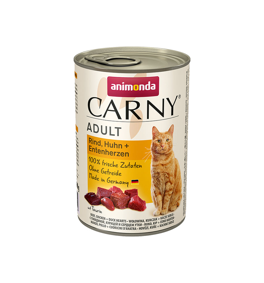 Mancare umeda pentru pisici Carny Adult Vita + Pui + Inima Rata 400gr