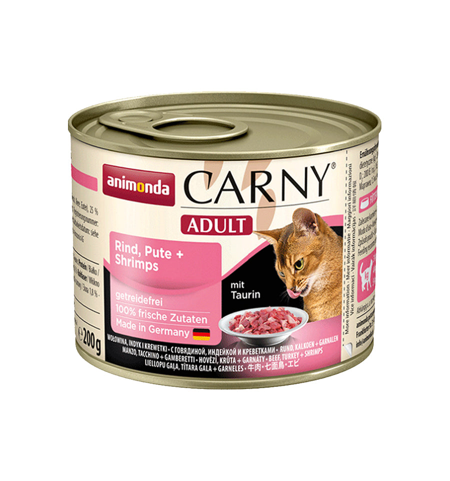 Mancare umeda pentru pisici Carny Cat Adult Vita + Curcan + Creveti 200gr