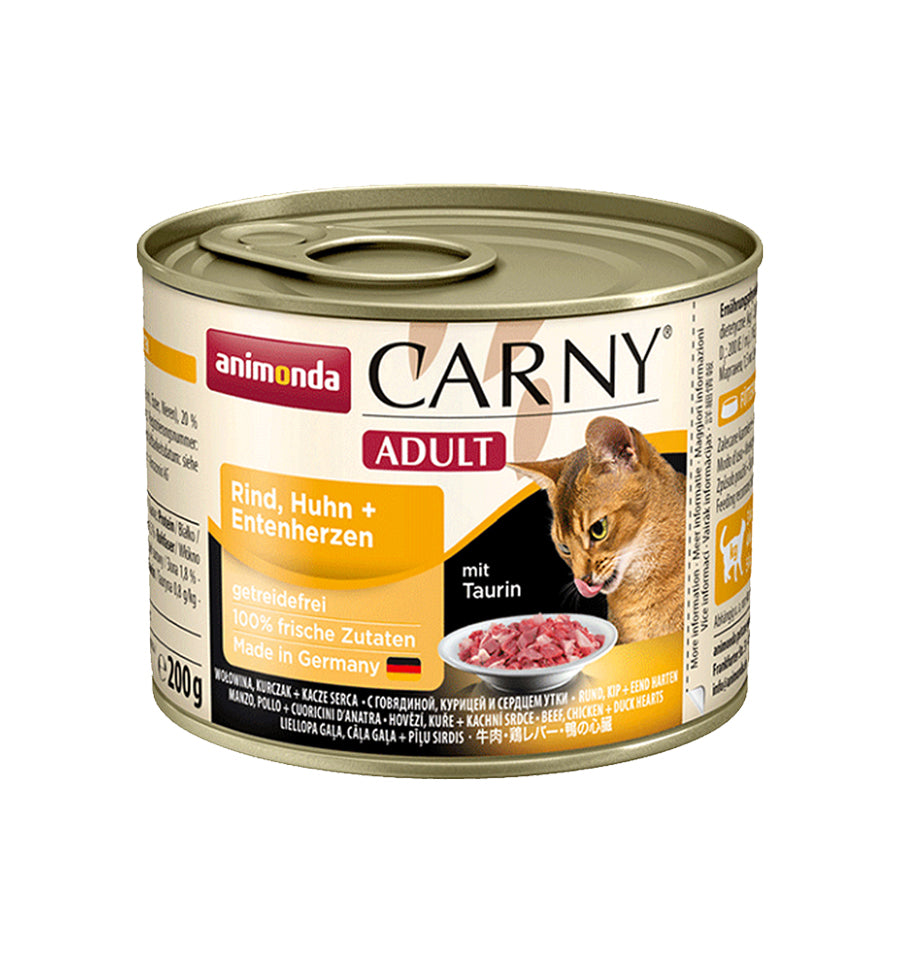 Mancare umeda pentru pisici Carny Cat Adult Vita + Pui + Inima Rata 200gr
