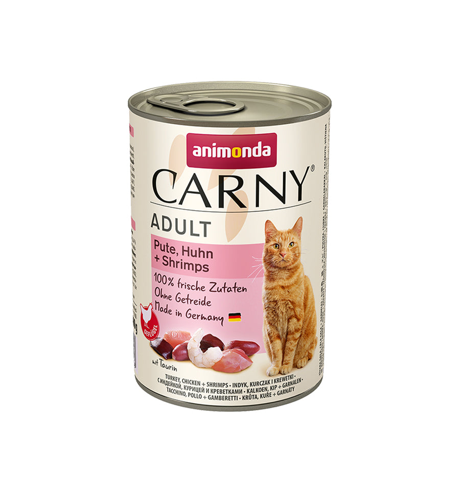 Mancare umeda pentru pisici Carny Adult Curcan + Pui + Creveti 400gr