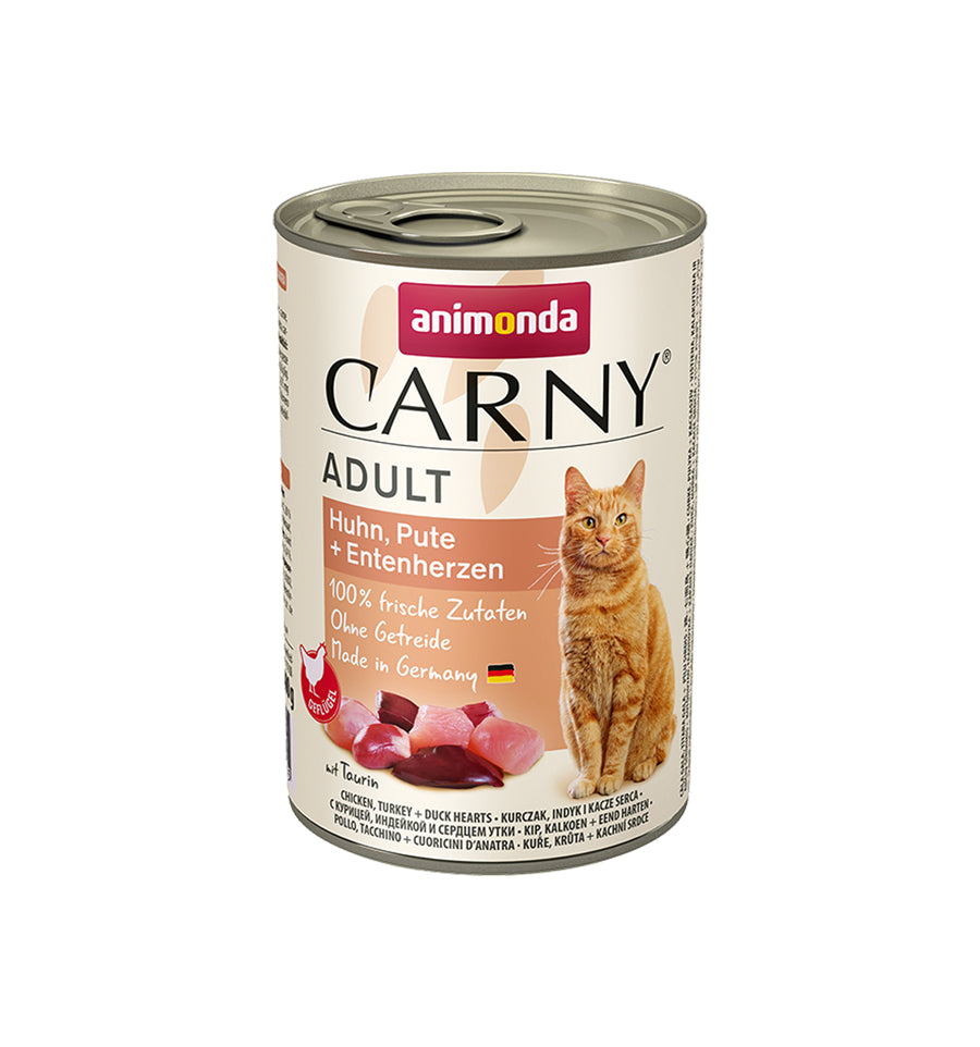 Mancare umeda pentru pisici Carny Adult Pui + Curcan + Rata 400gr