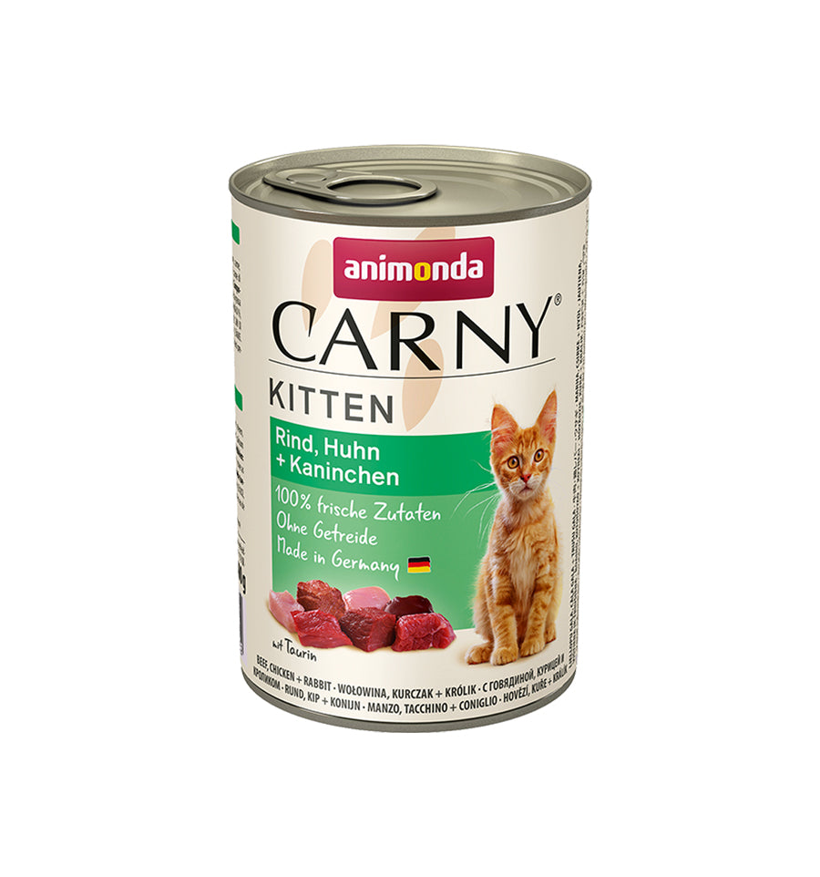 Hrana umeda pentru pisici Carny Kitten, Vita + Pui + Iepure, 400g