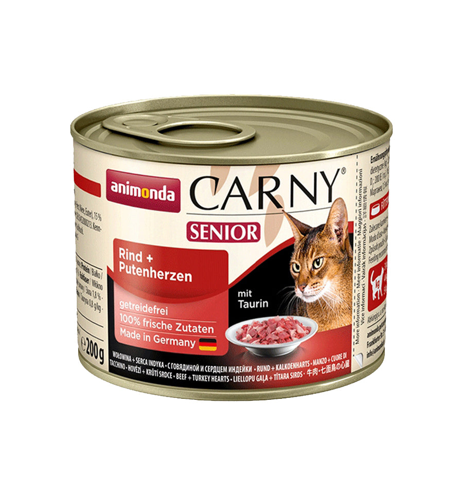 Mancare umeda pentru pisici Carny Senior, Vita + Inima Curcan, 200g