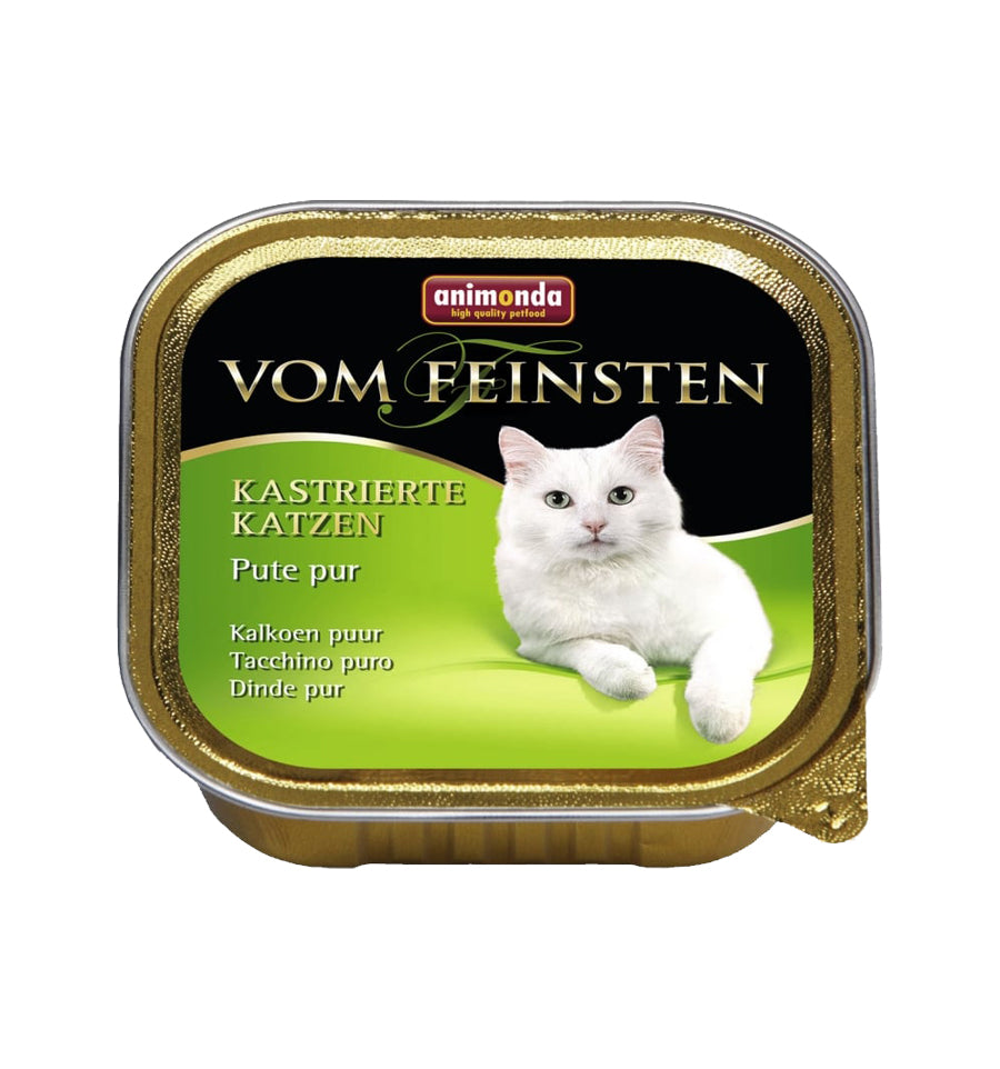 Hrana umeda pentru pisici Vom Feinsten, Castrate, Curcan 100gr