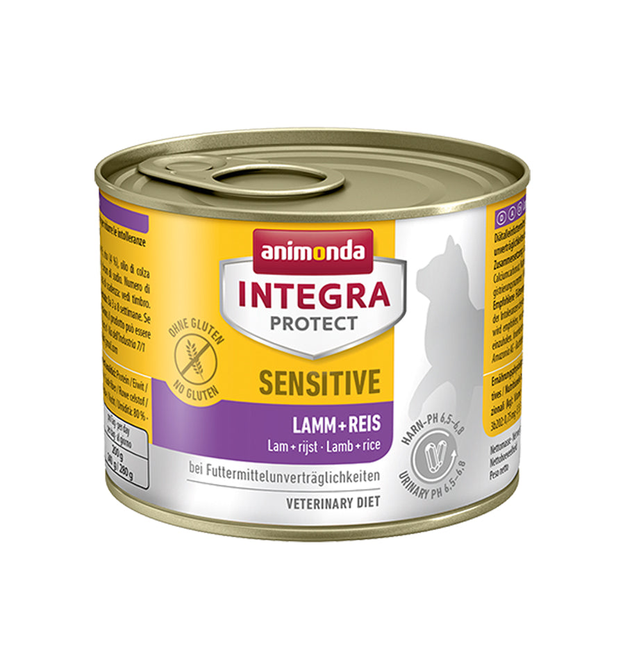 Mancare umeda pentru pisici Integra Protect Sensitive Miel + Orez 200gr