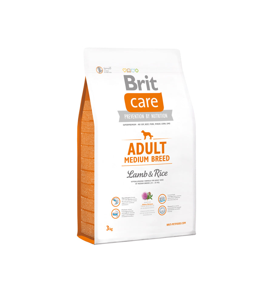 Mancare pentru caini, Brit Care Adult Medium Breed Lamb & Rice, 3 kg