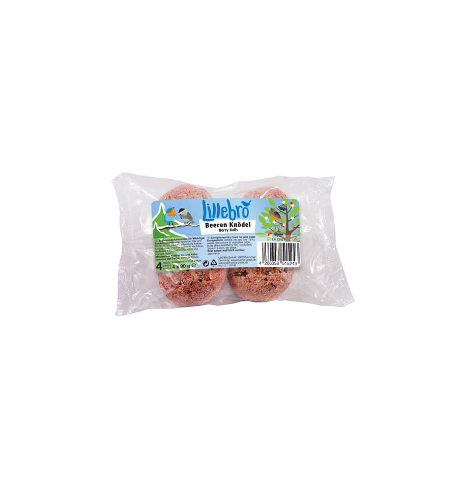 Hrana pentru pasari salbatice Lillebro, bile de grasime cu fructe de padure, 4 x 90 g
