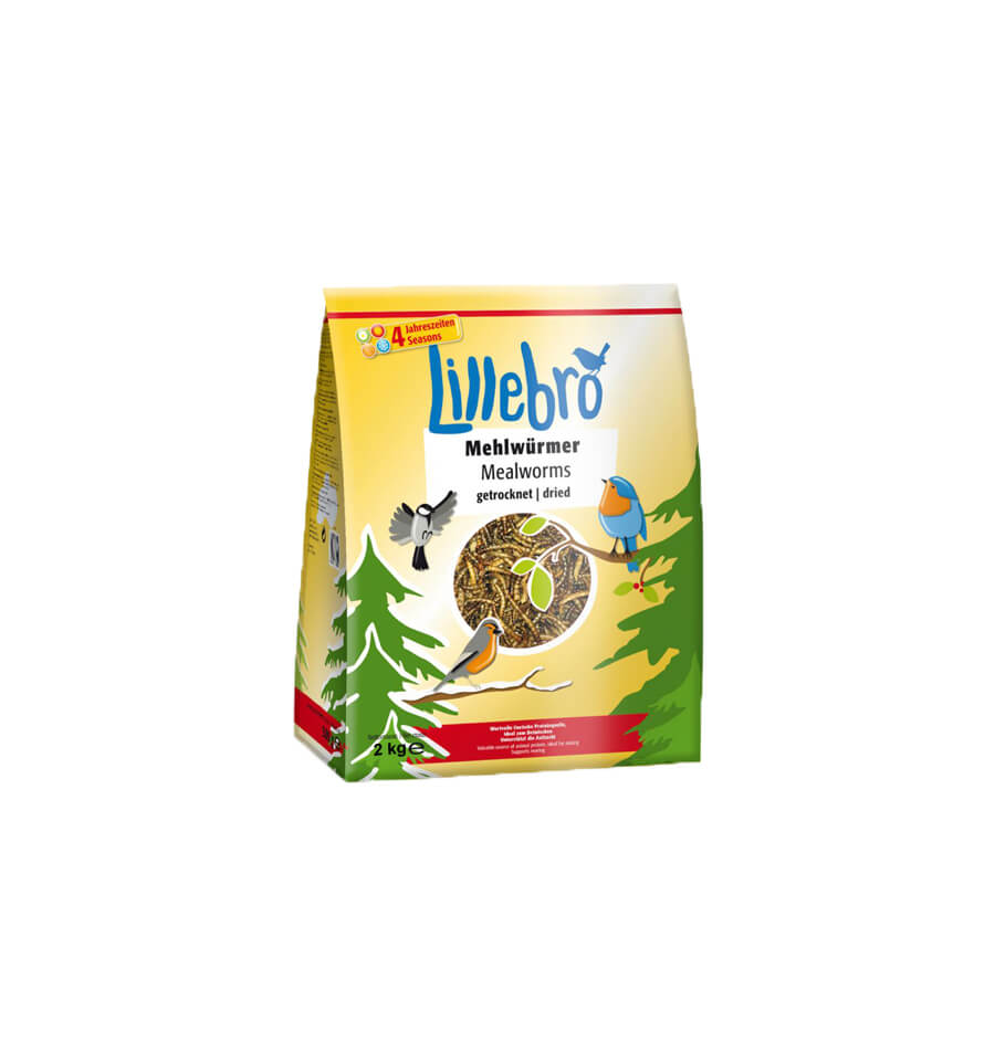 Hrana pentru pasari salbatice Lillebro, viermi de faina uscati, 2 kg