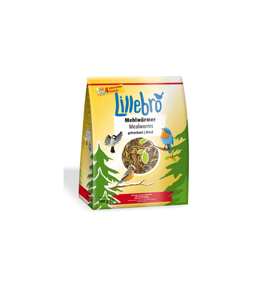Hrana pentru pasari salbatice Lillebro, viermi de faina uscati, 500 g