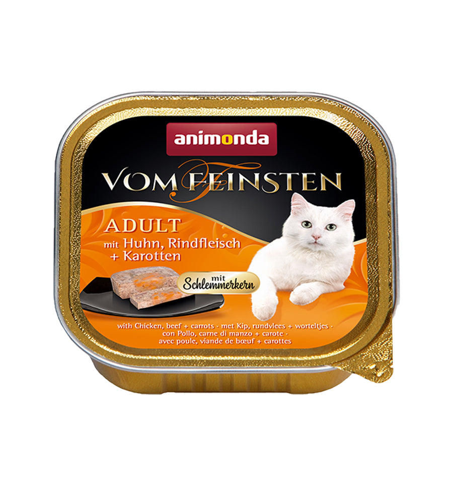 Hrana umeda pentru pisici Vom Feinsten Pui+ Vita + Morcovi 100gr