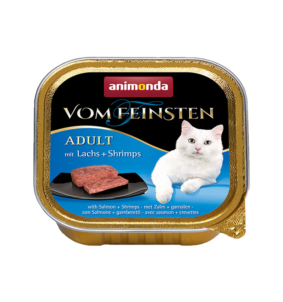 Hrana umeda pentru pisici Vom Feinsten Somon + Creveti 100g