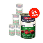 Hrana umeda pentru caini GranCarno Adult, Vita + Vanat, 6×400 gr