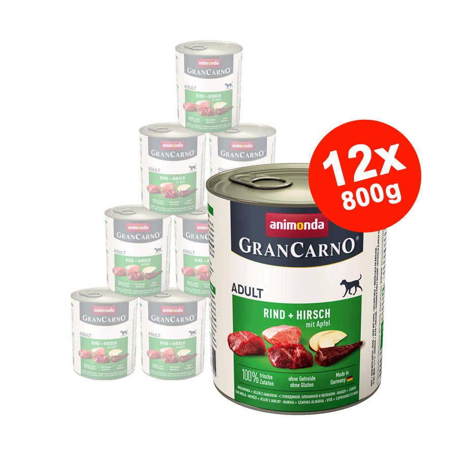 Hrana umeda pentru caini Grancarno Adult Caprioara+Mar 12×800 gr