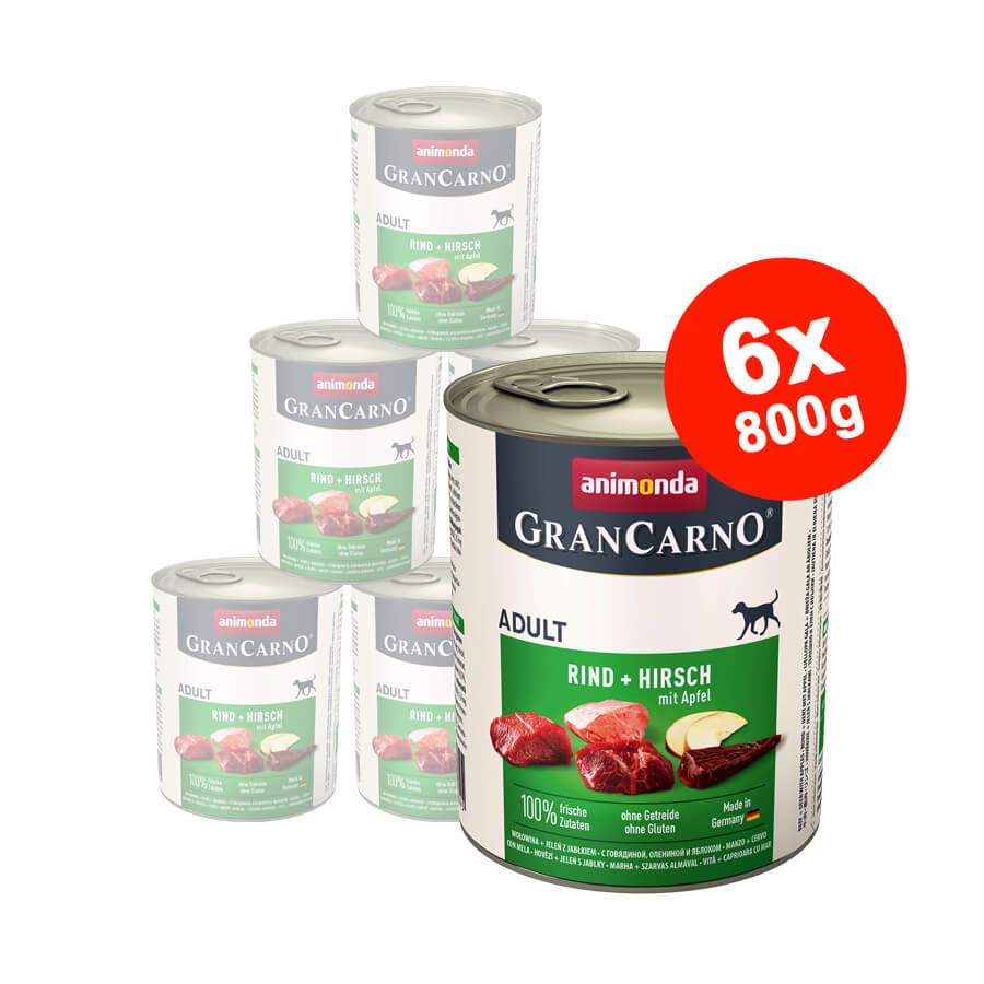 Hrana umeda pentru caini Grancarno Adult Caprioara+Mar 6×800 gr