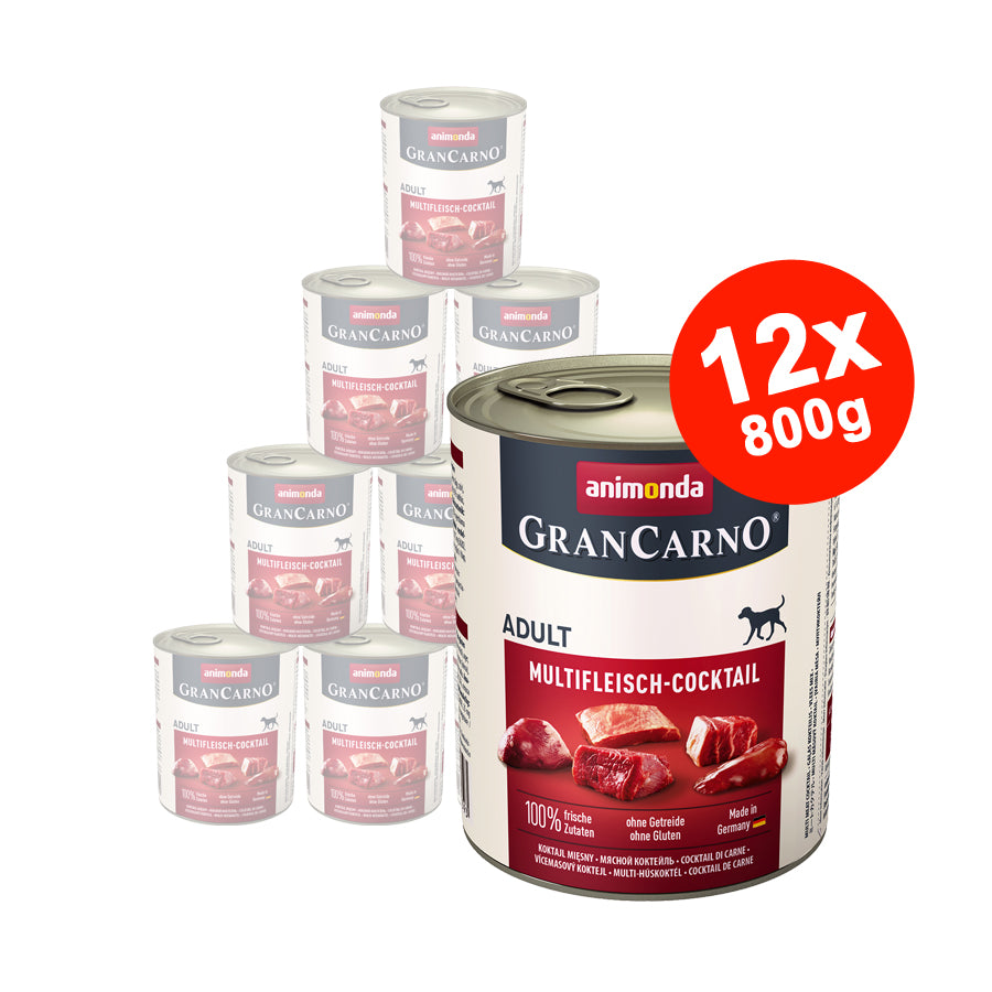 Hrana umeda pentru caini Grancarno Adult Dog Multifleisch-Cocktail 12×800 gr