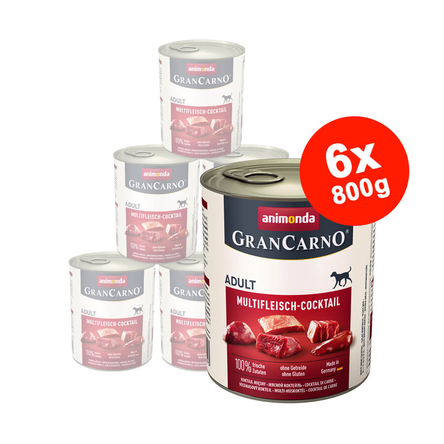 Hrana umeda pentru caini Grancarno Adult Dog Multifleisch-Cocktail 6×800 gr