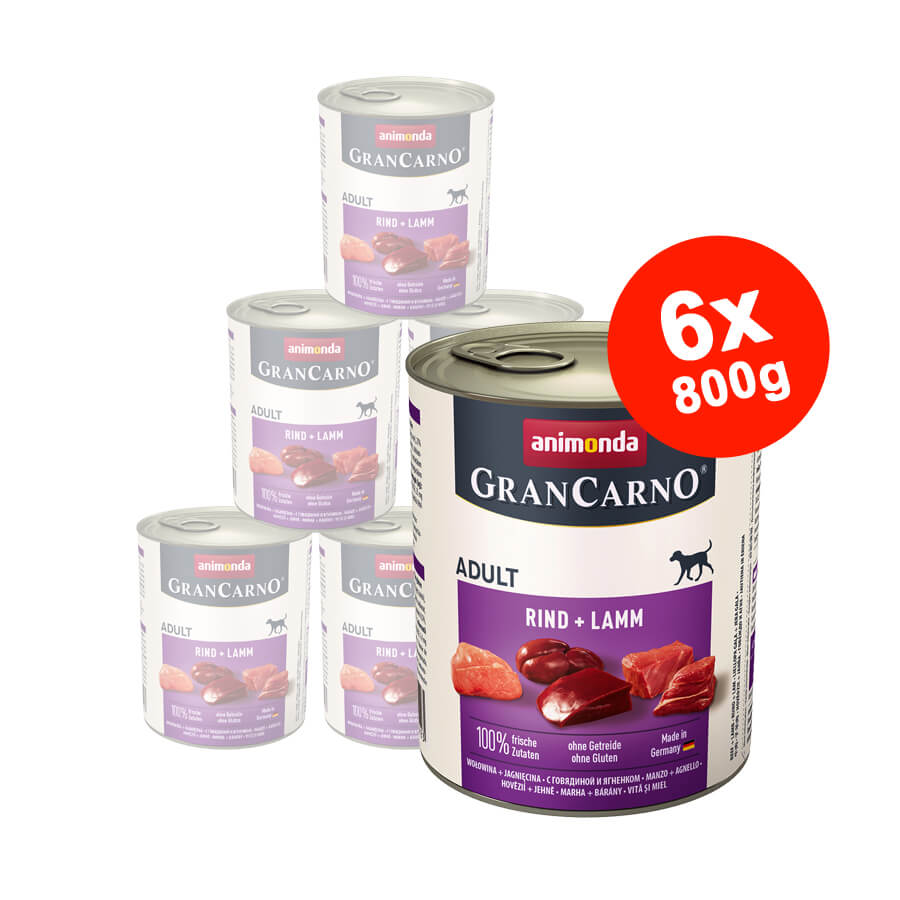 Hrana umeda pentru caini Grancarno Adult Dog Vita + Miel 6×800 gr