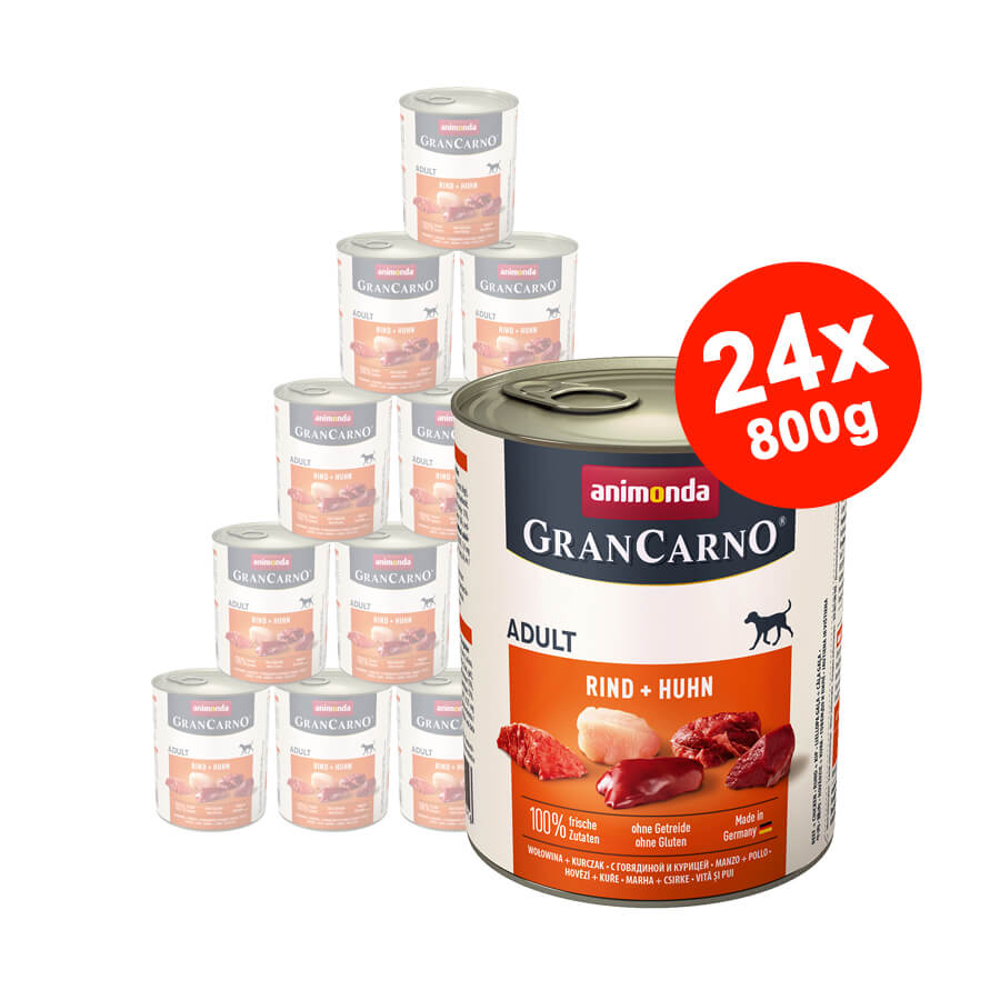 Hrana umeda pentru caini Grancarno Adult Dog Vita + Pui 24x800 gr