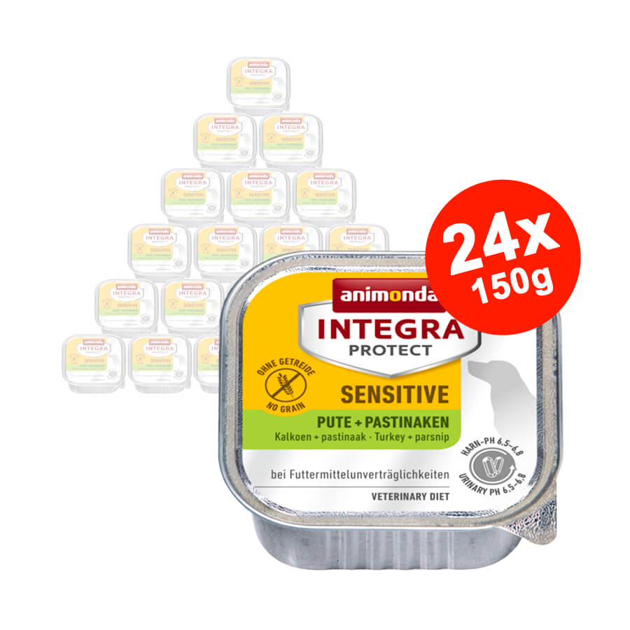 Hrana umeda pentru caini Integra Protect Sensitive Curcan + Pastarnac 24x150gr